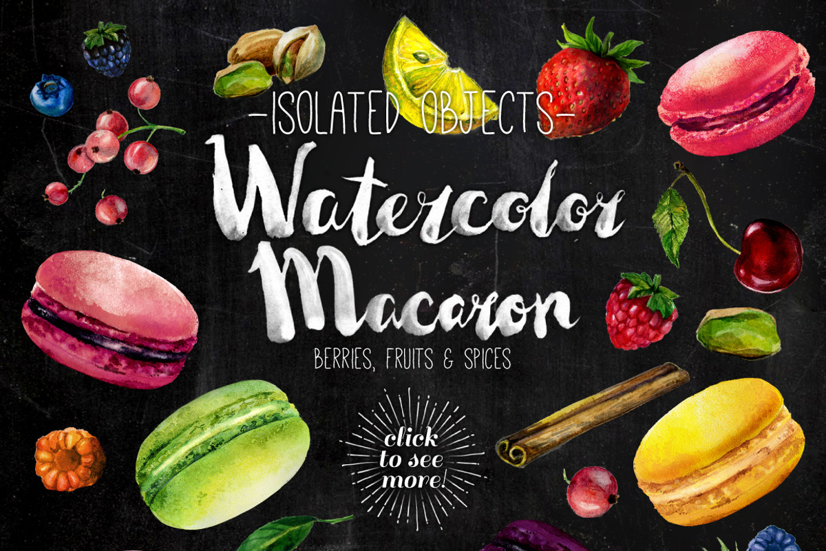 Watercolor Macarons Clipart Set, a Decorative Illustration by Inna Sinano (Photo 2 of 6)