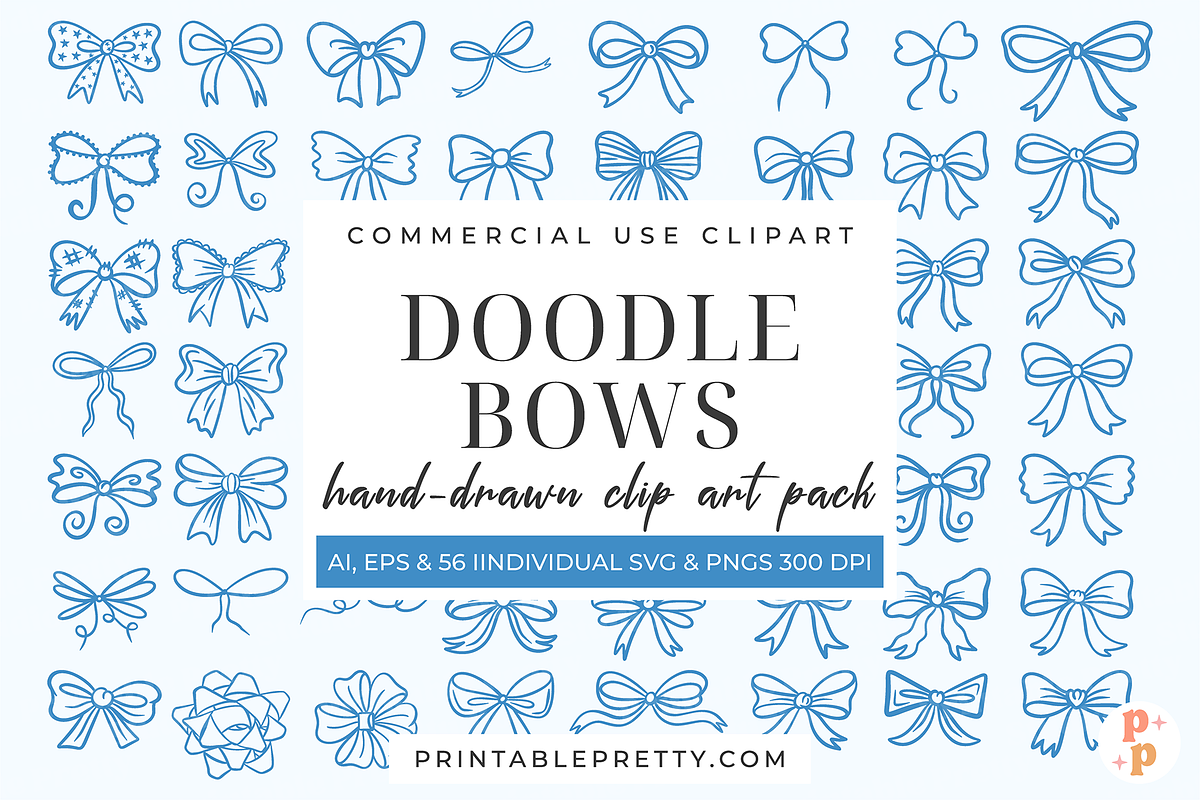 Hand Drawn Doodle Bow Clipart, an Illustration by Printable Pretty Studio (Photo 1 of 6)