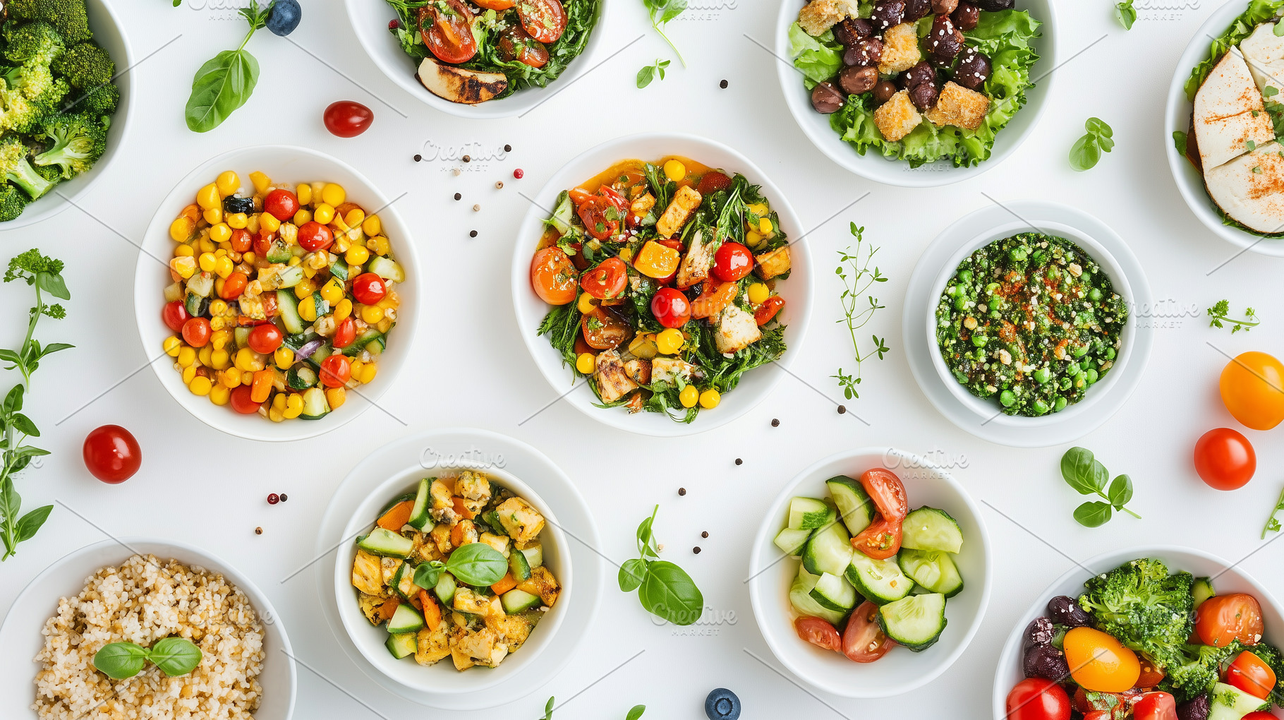 Colorful assortment of healthy salad, a Food & Drink Photo by MistyDay