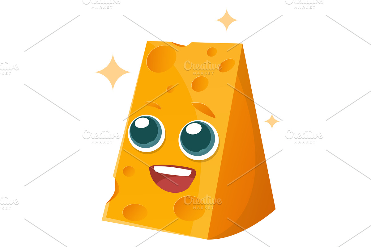 Cartoon piece of cheese. Cheerful, a Food Illustration by Vectorbuum
