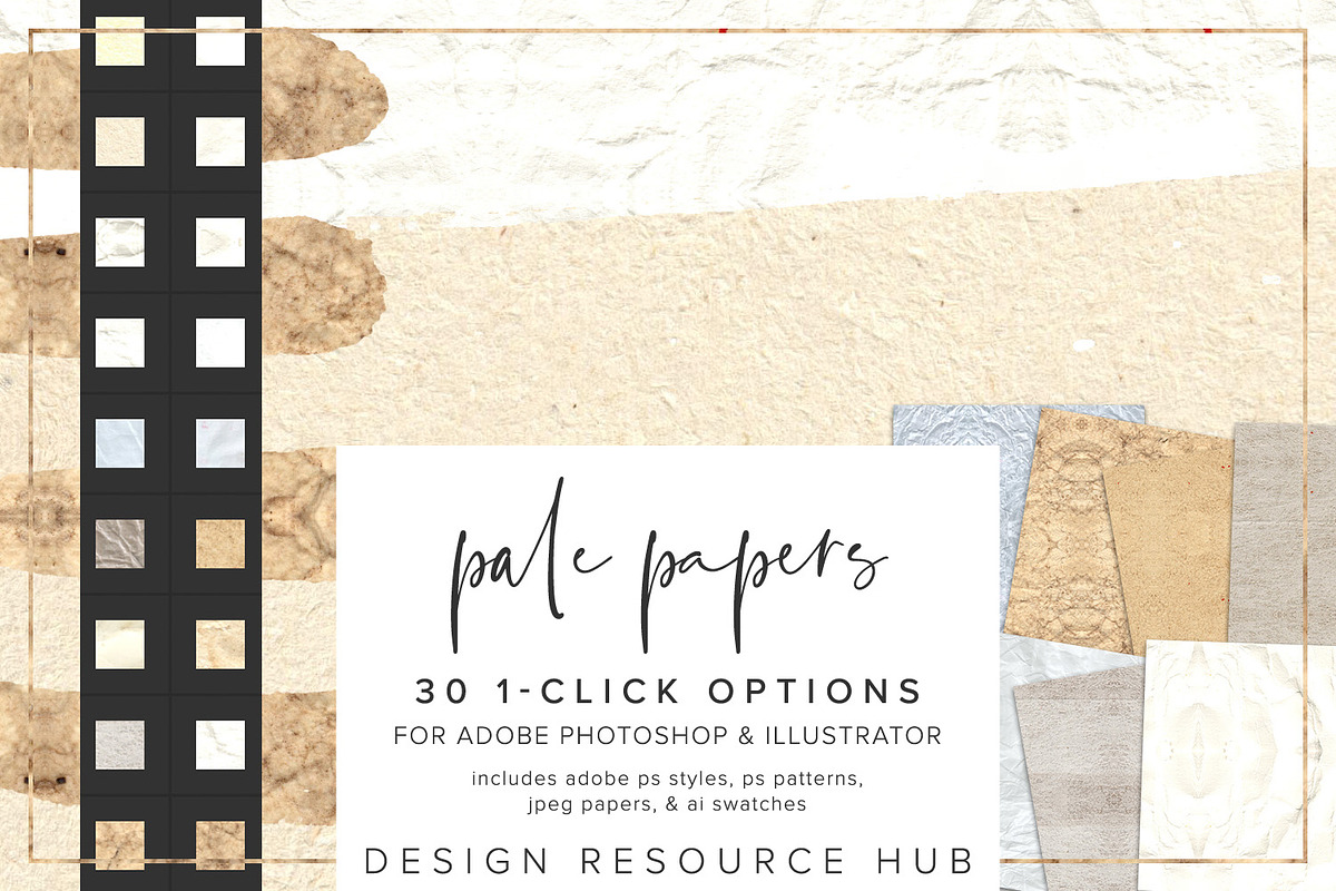 Pale Papers Photoshop Styles, a Layer Style Add-On by Design Resource Hub (Photo 1 of 5)