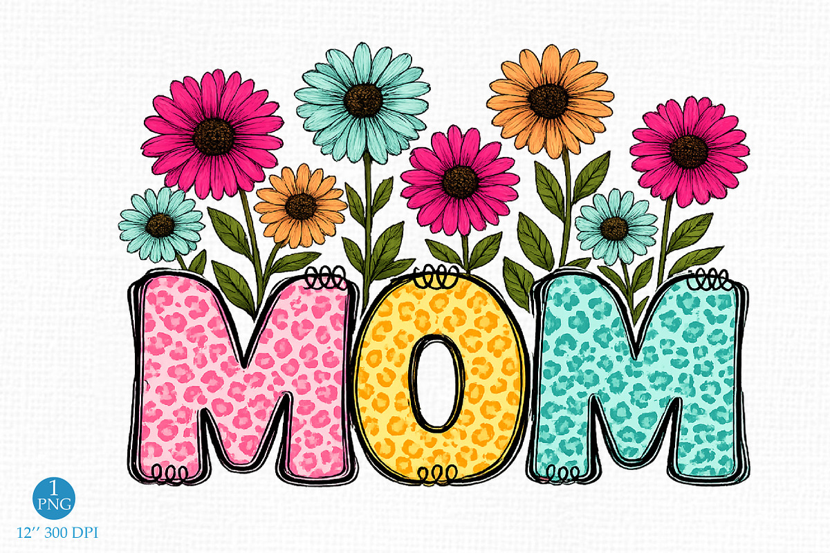 Retro Mom PNG, Mama Floral Flower De, an Illustration by Libby Wishes (Photo 1 of 5)
