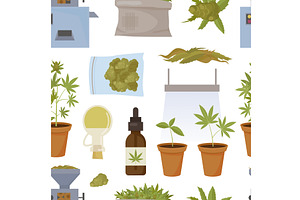 growing cannabis pattern. smoke and, an Object Illustration by Multigon