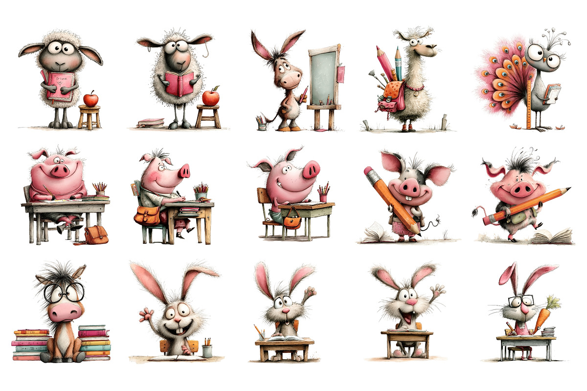 Whimsical Farm School PNG, an Animal Illustration by Nicolle's Colorful Art (Photo 4 of 5)