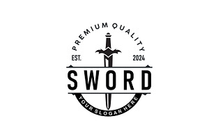 Black silhouette design logo sword, a Branding & Logo Template by Maylianaw28