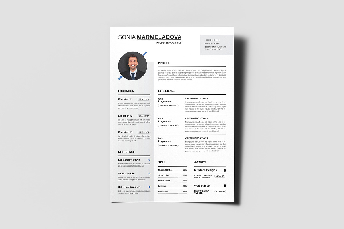 Clean Resume CV Template, a Resume Template by PixelStudio (Photo 4 of 4)