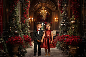 Christmas Manor Digital Backdrop