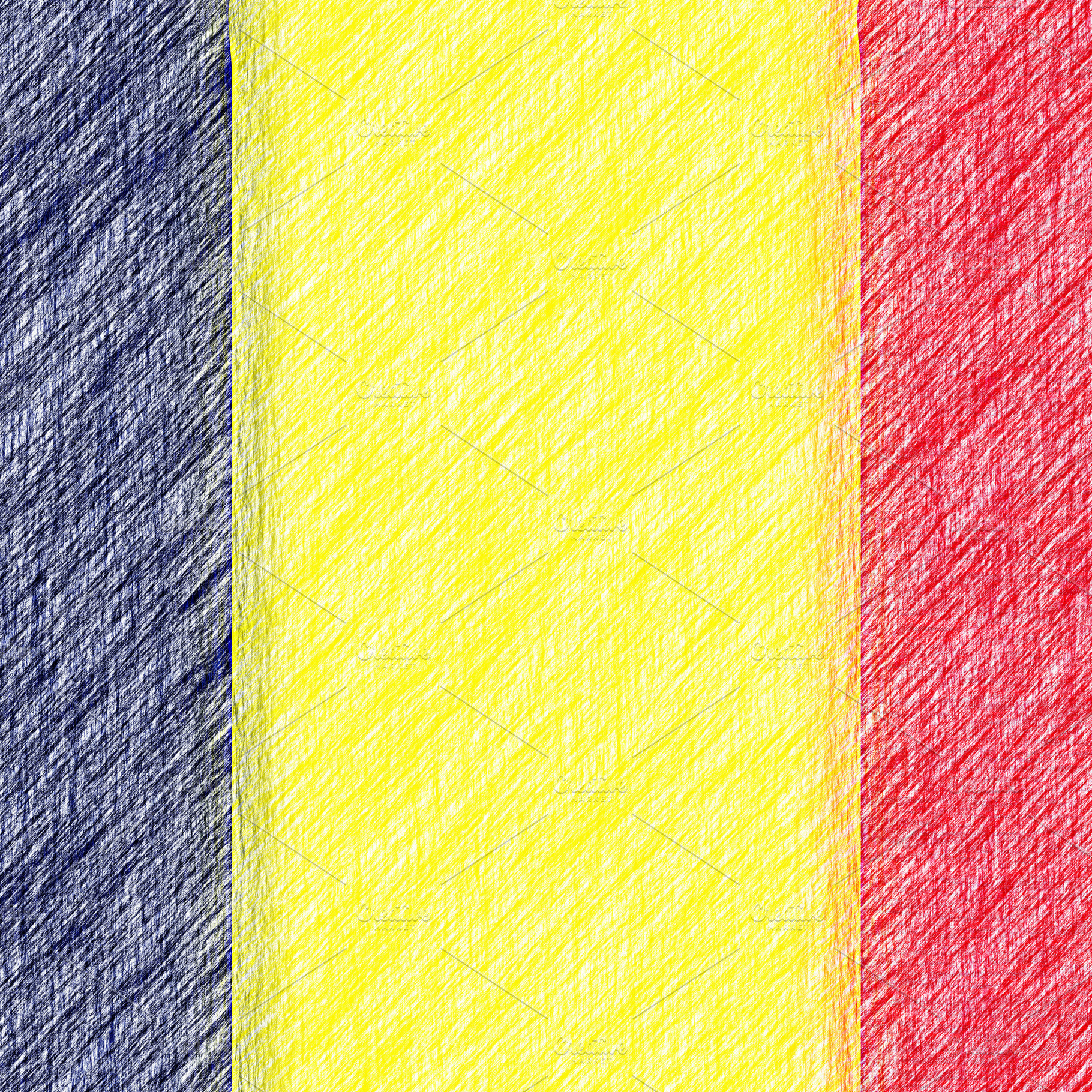 Chad flag pencil painting picture. Chadic emblem shaded drawing, an ...