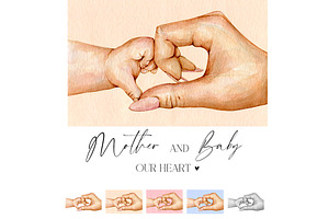 2025 Mother & Baby Heart Hands, a Person Illustration by EkaterinaViArt