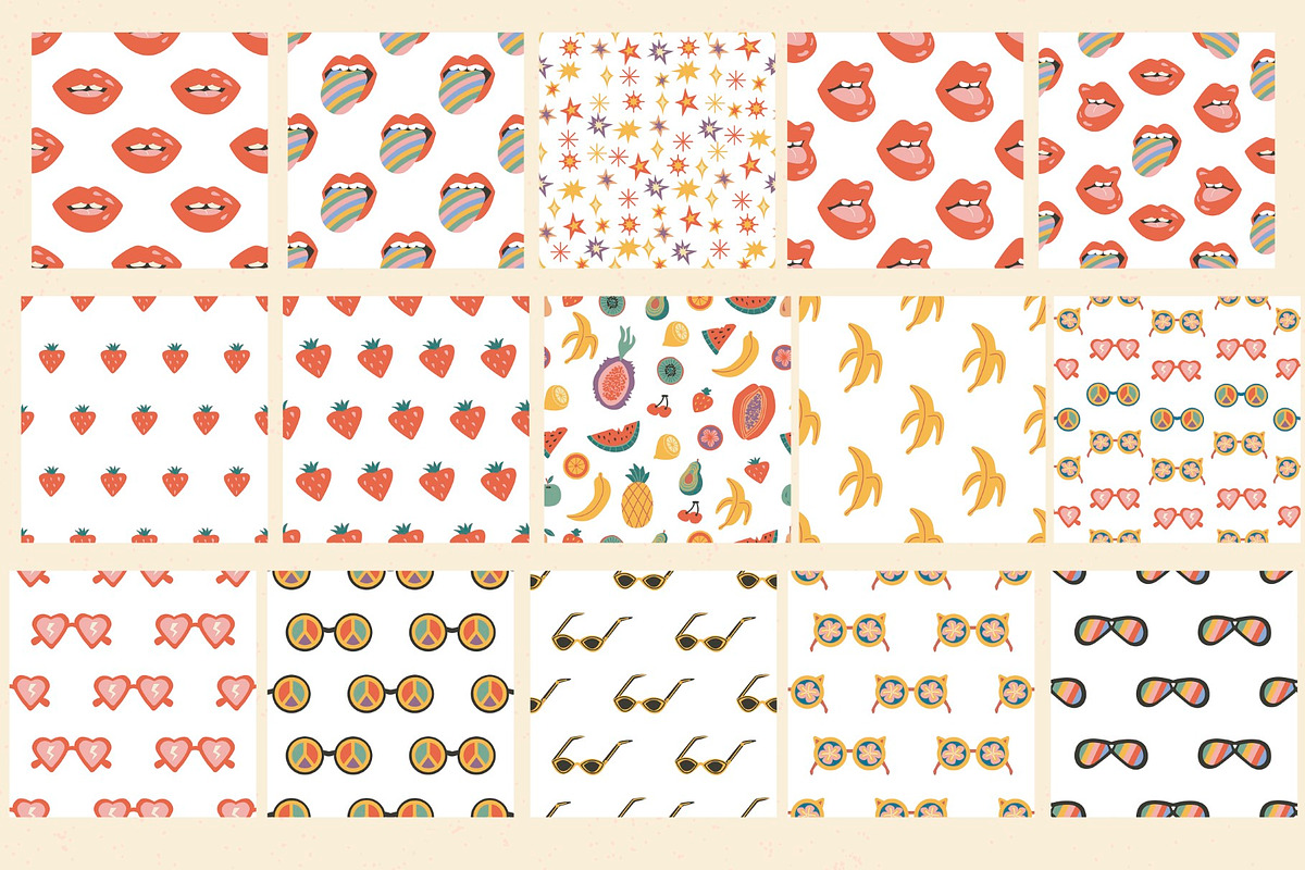 140 Retro Summer Seamless Patterns, a Pattern Graphic by IRSYART (Photo 11 of 15)