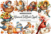 Whimsical Fall Birds Clipart, a Seasonal Illustration by DreamArtGraphic (Thumbnail 1 of 4)