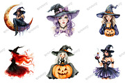 Pin up Witch Retro Halloween Clipart, an Illustration by designcity5 (Thumbnail 3 of 5)