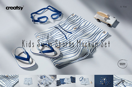 Kids Swim Shorts Mockup Set, a Bottom Mockup by creatsy5