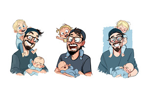 Man carrying baby cartoon vector set, a Person Illustration by Onyx