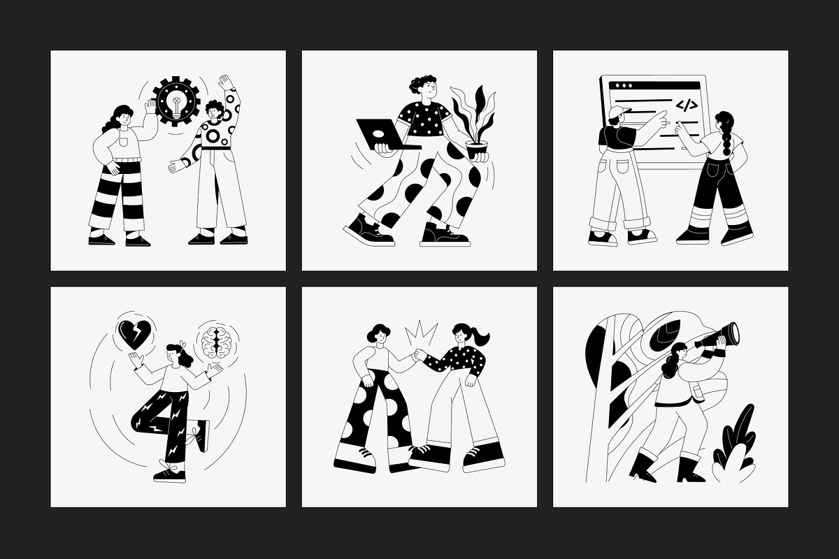 Animated Monochrome Illustration Set, an Object Illustration by Vectors Market (Photo 3 of 5)