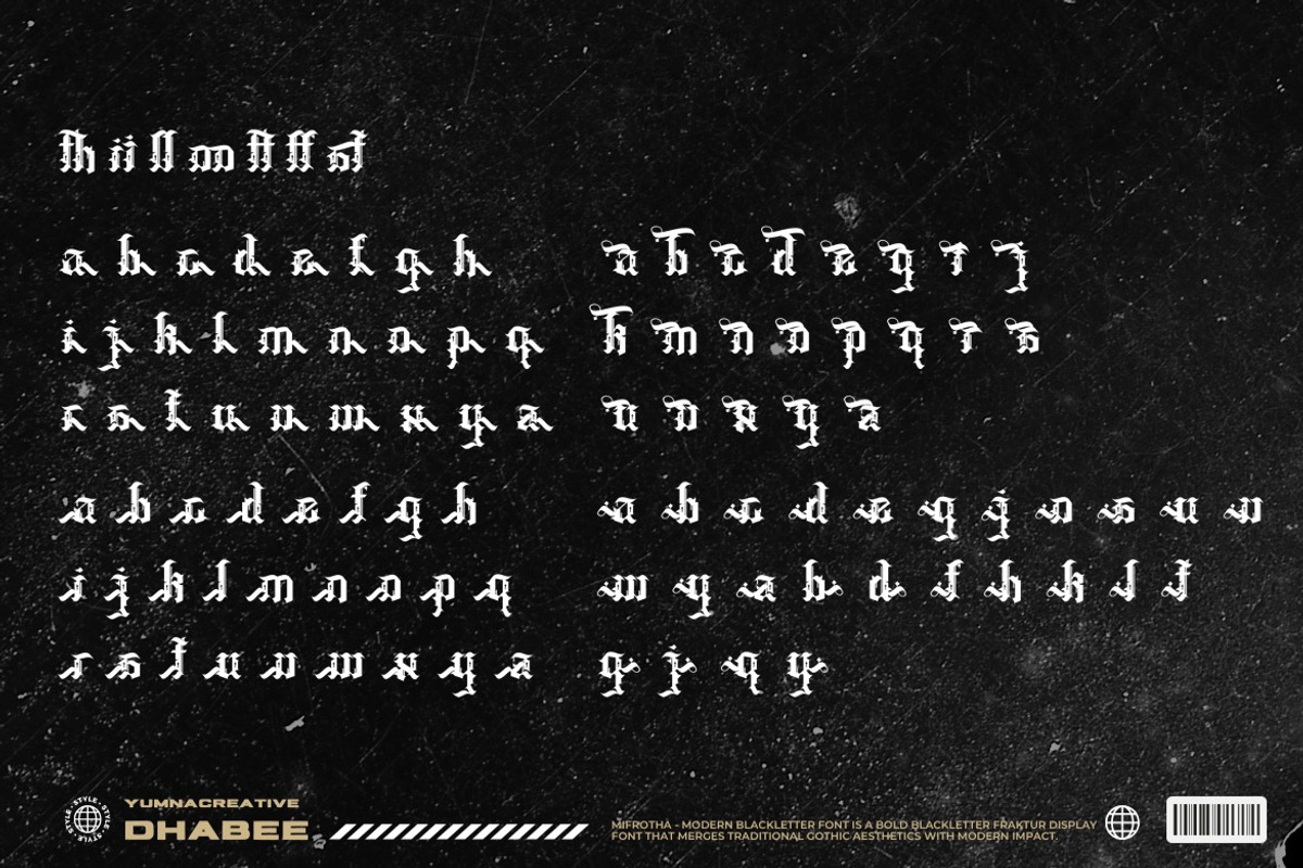 Mifrotha - Modern Blackletter Font, a Blackletter Font by Dhabee (Photo 15 of 18)