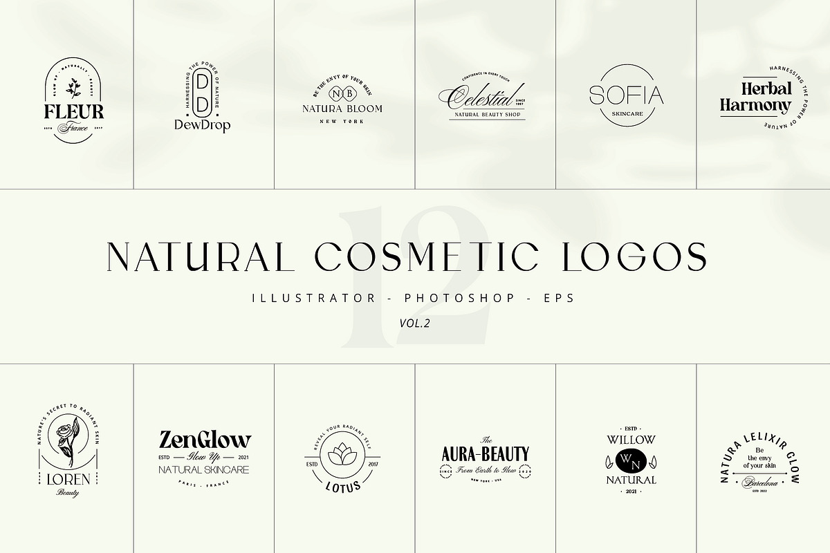 Natural Cosmetic Logos vol.2, a Branding & Logo Template by Jiwstudio (Photo 1 of 6)