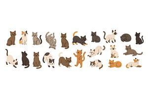 Adorable cartoon cats collection in, an Animal Illustration by GraphiShop