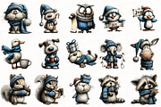 Whimsical Christmas Icy Blue Animals, an Illustration by OK Design (Thumbnail 3 of 6)
