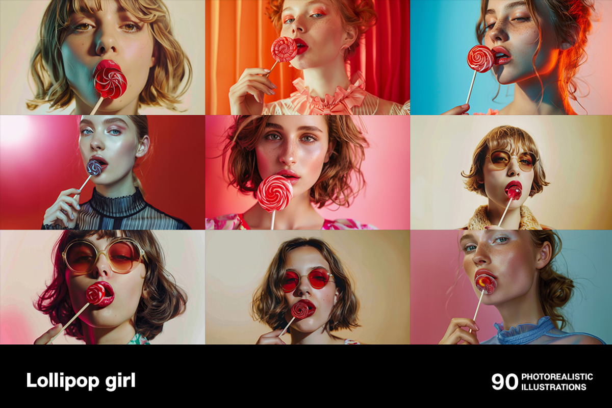Lollipop girls. 90 images, a Person Illustration by Handmadefont (Photo 15 of 16)
