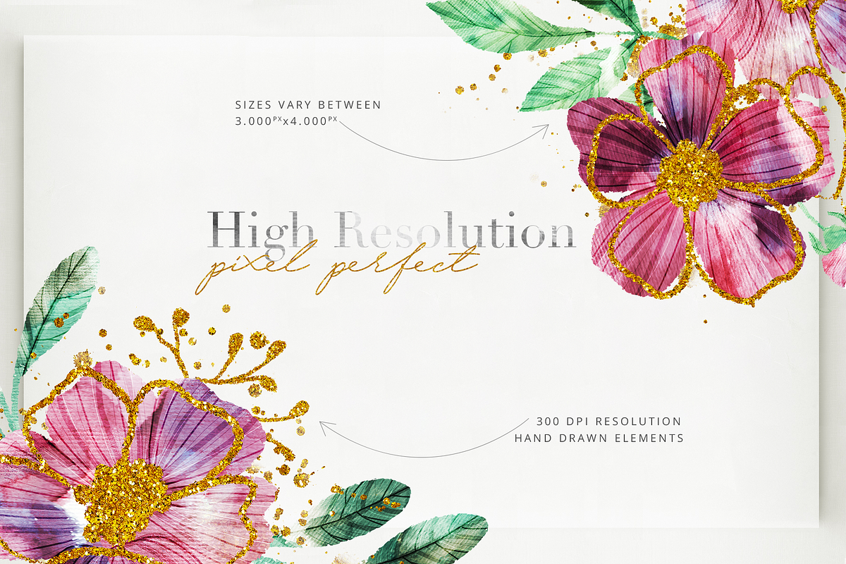 Watercolor & Glitter-Botanical Pack, a Decorative Illustration by Moon Starer Studio (Photo 3 of 9)