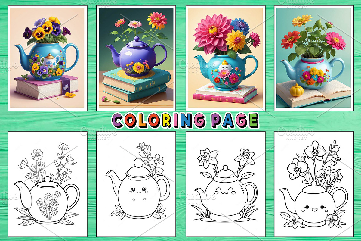 Tea Pot with Flowers Coloring Pages, an Arts & Entertainment Photo by Wow Magic (Photo 2 of 3)