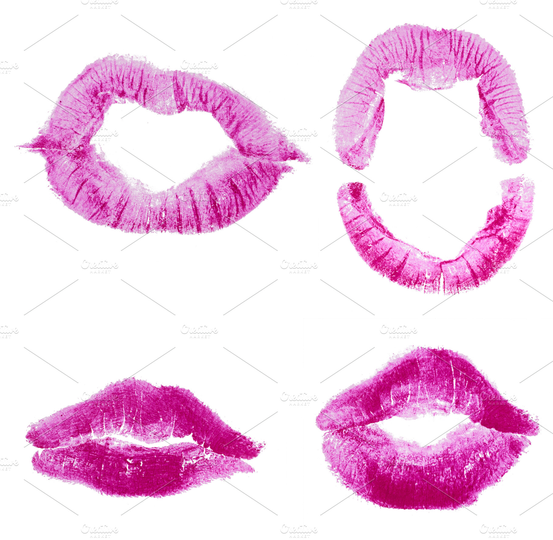 Imprints of human lips painted with pink lipstick on a white bac, a Beauty & Fashion Photo by ndanko