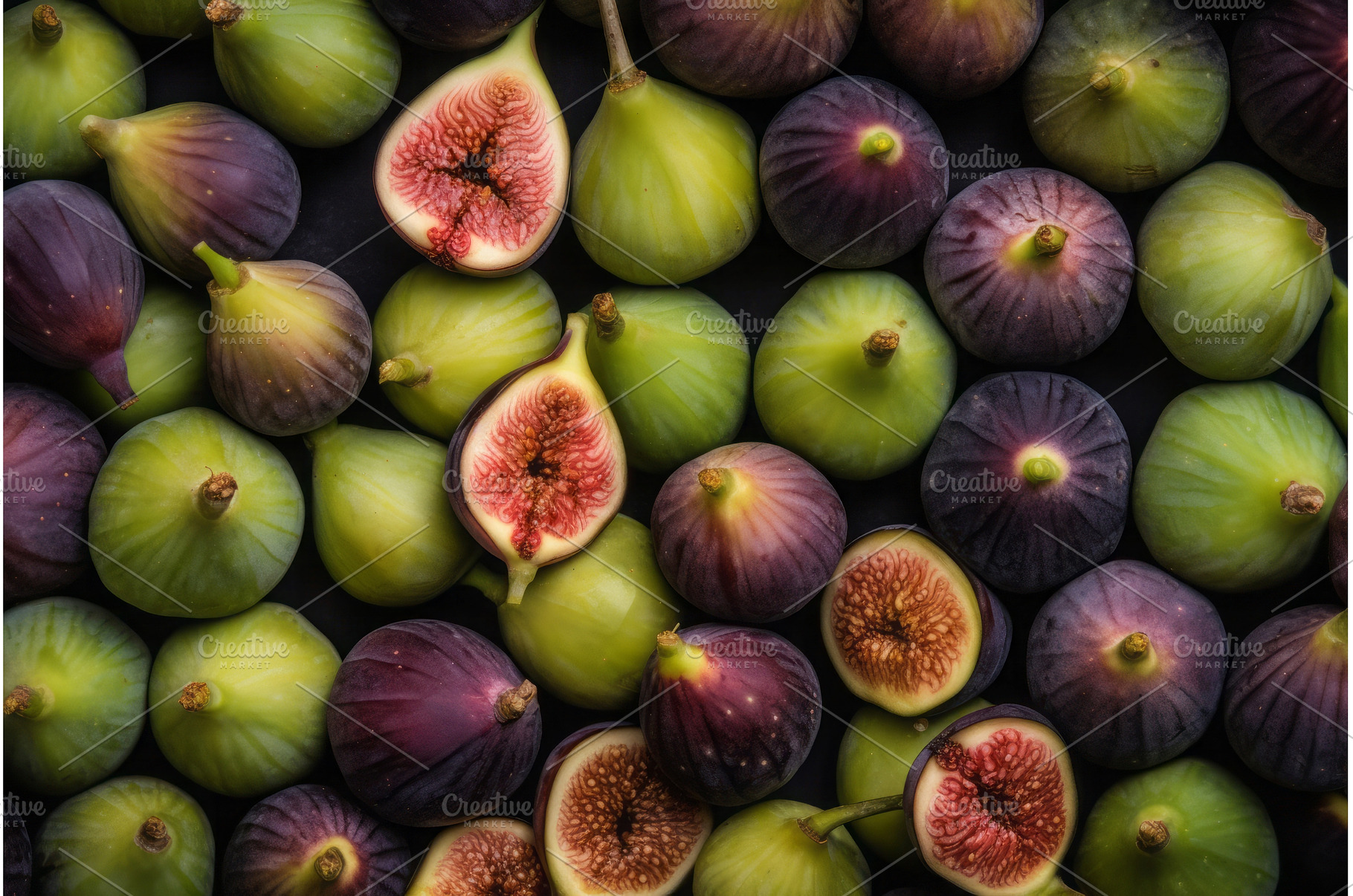 Green and purple fig fruits, a Food & Drink Photo by Ylivdesign