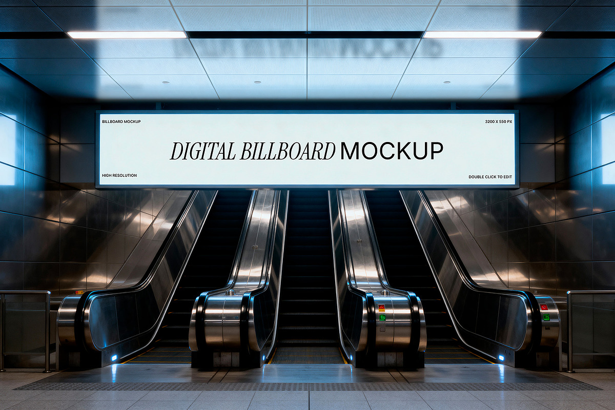 4 Billboard Mockups Escalators Set, an Advertising Mockup by rodrigofkaminski (Photo 4 of 5)