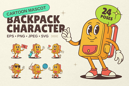 Backpack Cartoon Mascot Character