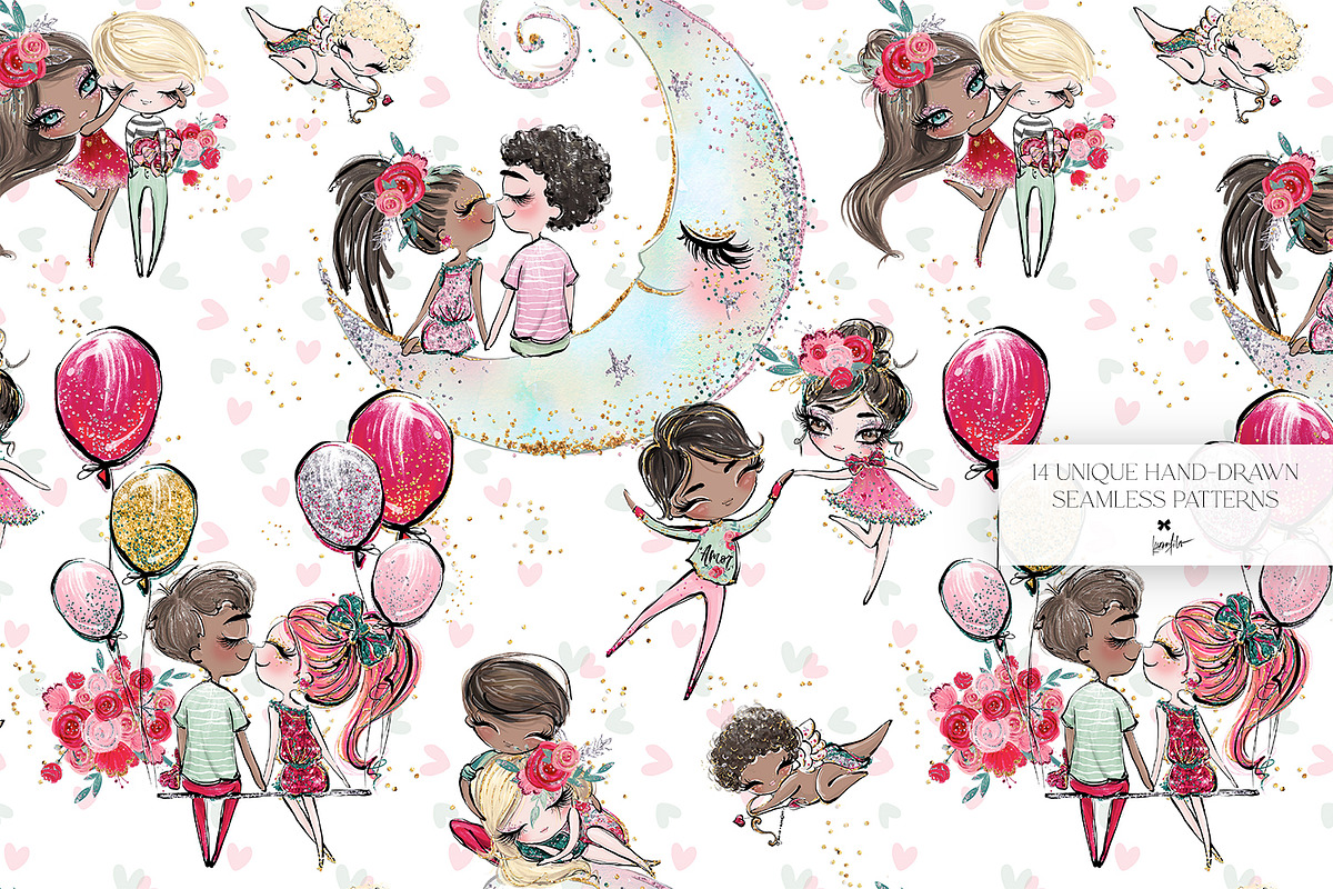 Valentine Doodles Seamless Patterns, a Pattern Graphic by KaramfilaS (Photo 14 of 18)