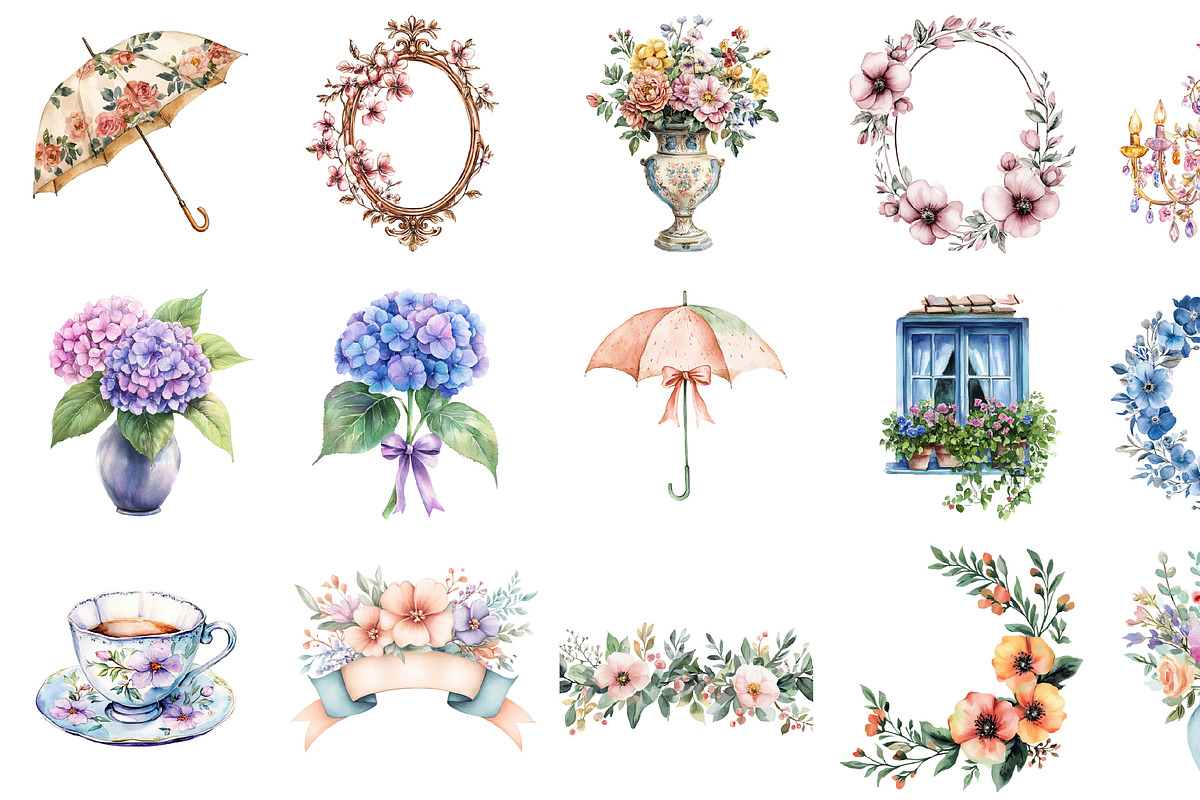 Watercolor Chinoiserie Tea Clipart, an Illustration by Design Market (Photo 4 of 4)