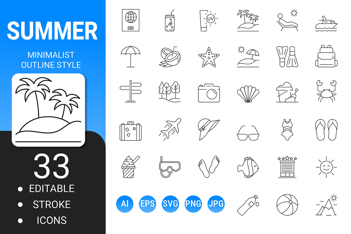 Summer minimalist outline icon set, an Outline Icon by Icons (Photo 1 of 3)
