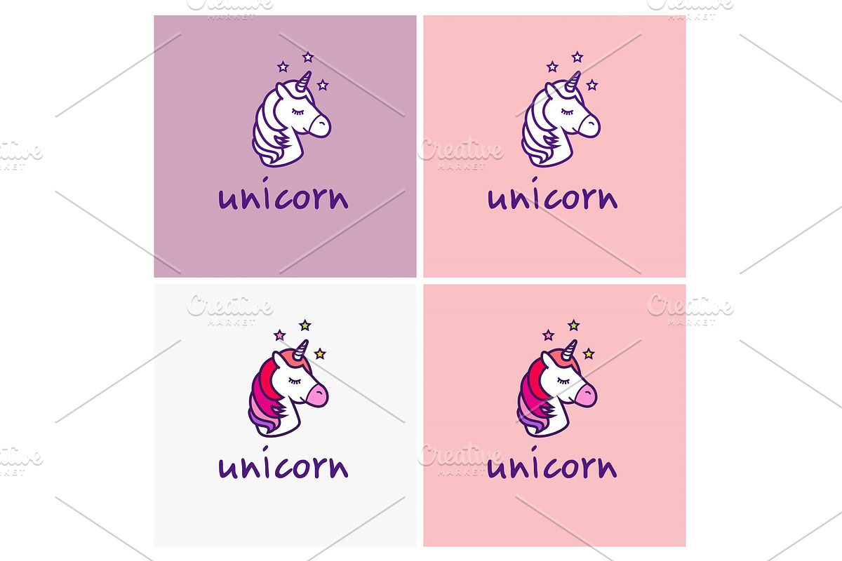 Unicorn logos set, a Branding & Logo Template by Di Bronzino