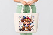 Patriotic Highland Cow PNG, a Seasonal Illustration by Canvas Craft (Thumbnail 5 of 6)