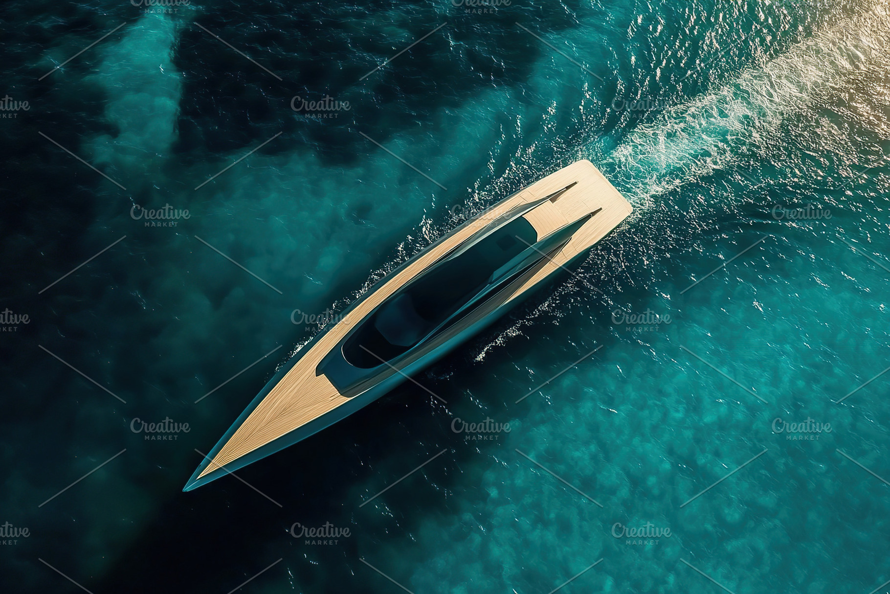 Yacht glides smoothly across crystal clear waters under bright s, a Transportation Photo by AlyaAnd