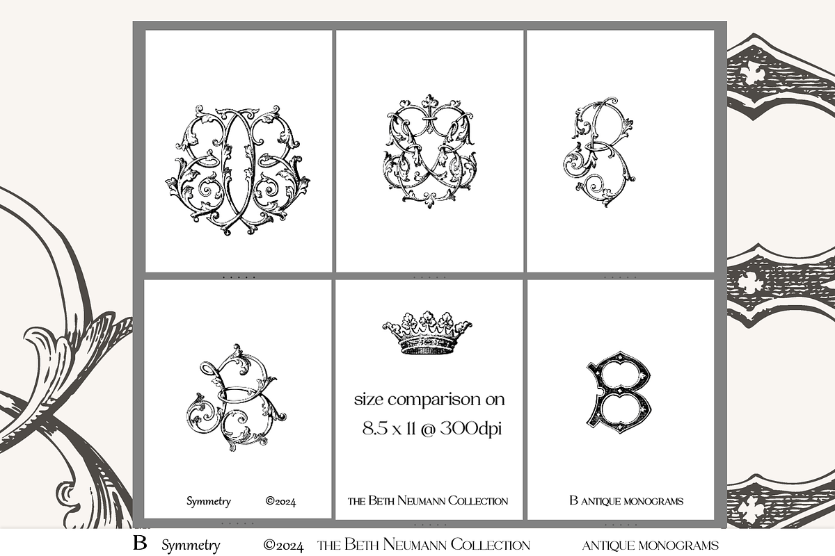 Antique Vintage Monogram B Initial, an Object Graphic by Antique Monograms (Photo 3 of 4)