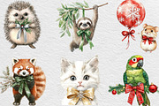 Cute Animal Christmas Clipart, an Illustration by Black Bird Studio (Thumbnail 2 of 6)