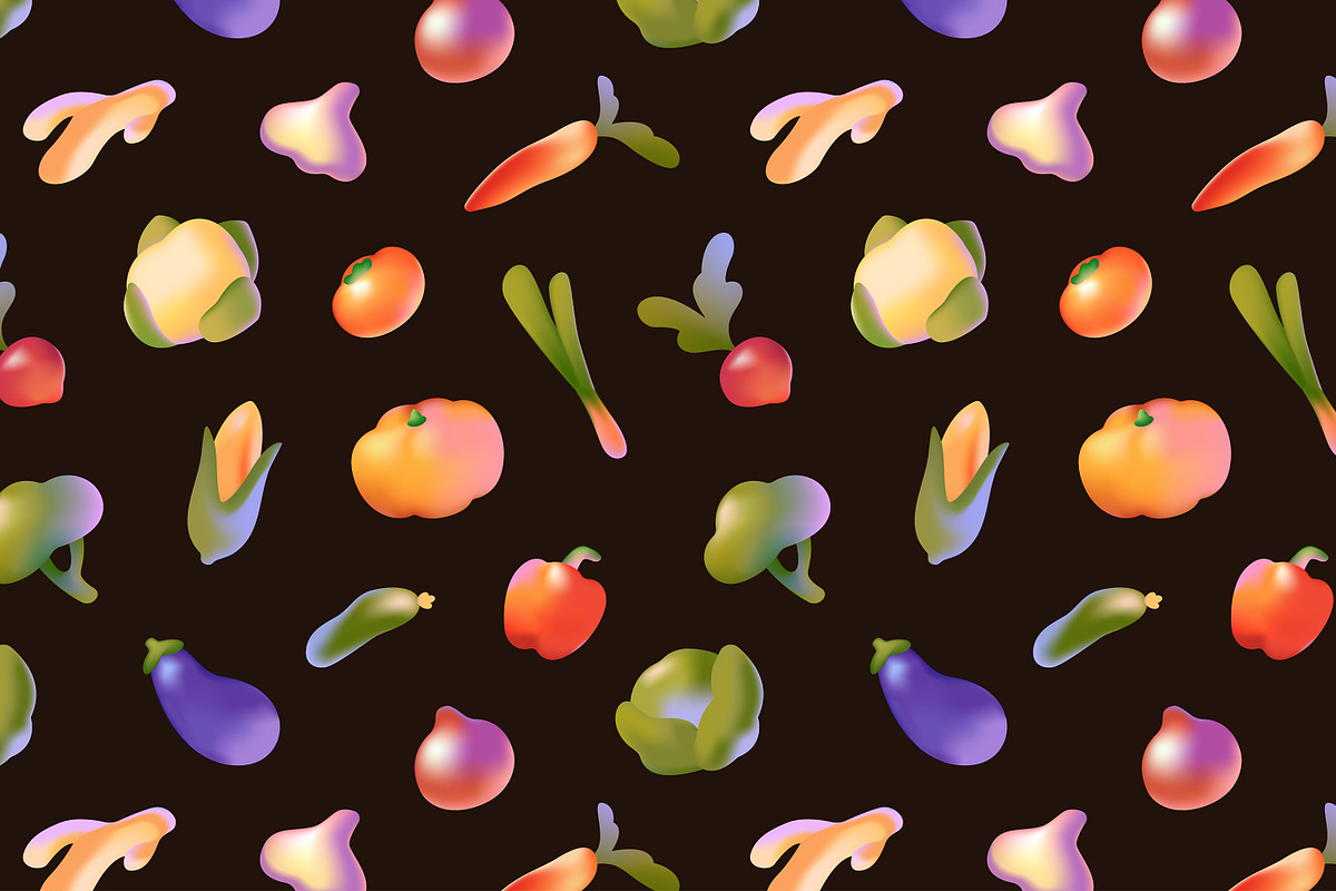 Gradient vegetables set + patterns, a Food Illustration by PaperTrident (Photo 4 of 5)