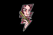 woman holding gun lightning shape, an Illustration by gunaonedesign (Thumbnail 1 of 4)