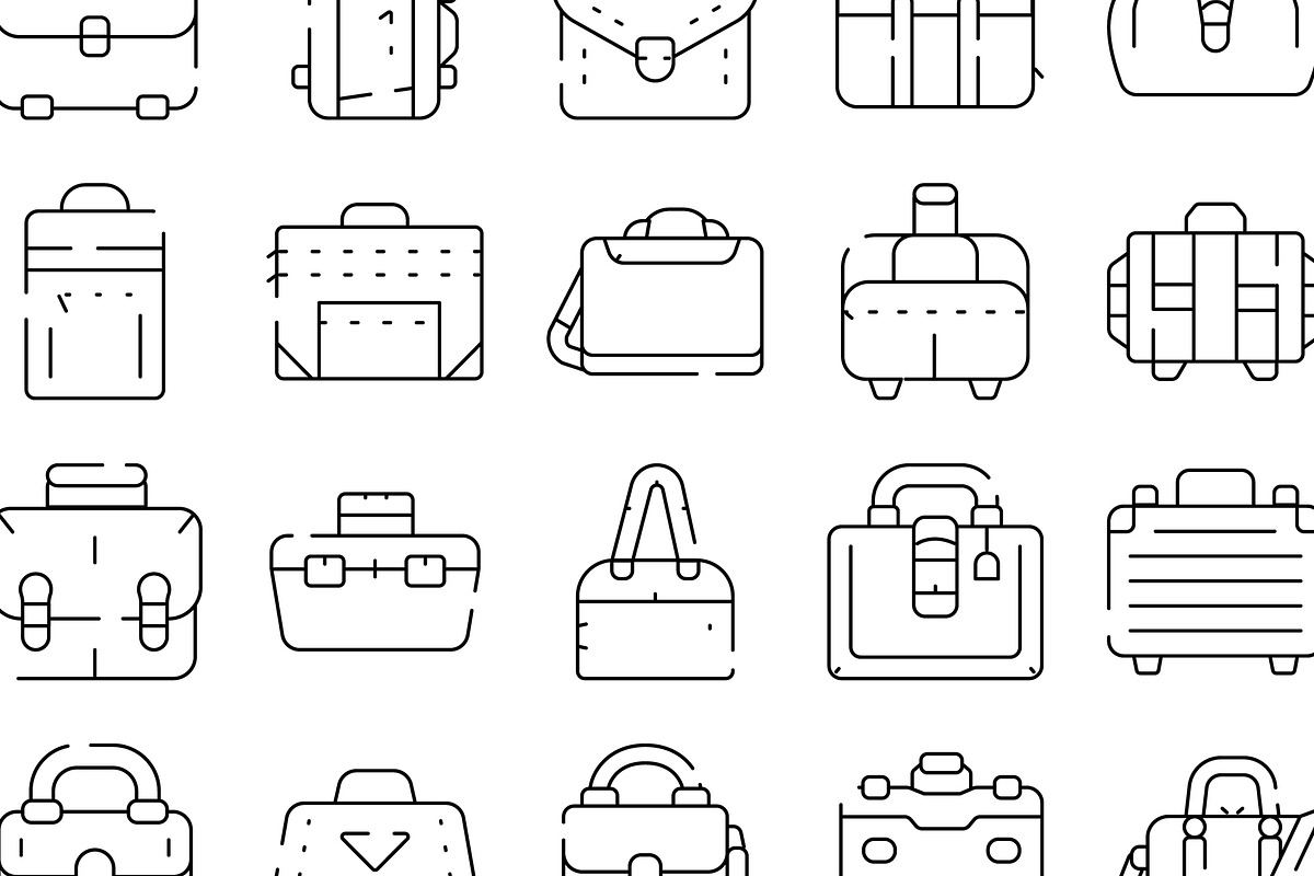 Various briefcases and bags line art, an Object Graphic by pikepicture (Photo 3 of 3)