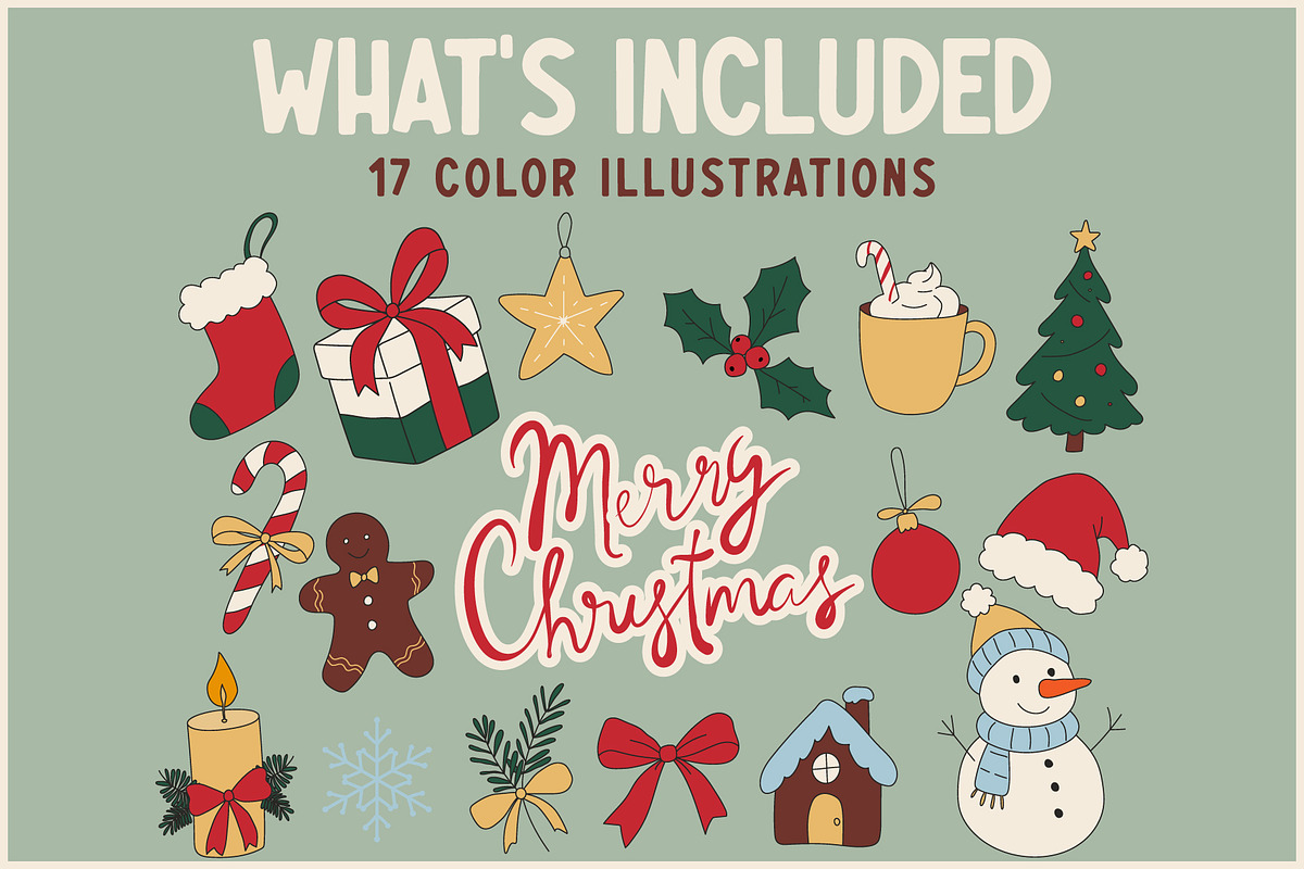 Christmas Doodle Clipart Bundle, a Seasonal Illustration by OREHOVKA (Photo 2 of 3)