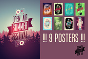 Summer open air vector poster set., a Seasonal Illustration by PoPaShop (Thumbnail 1 of 10)