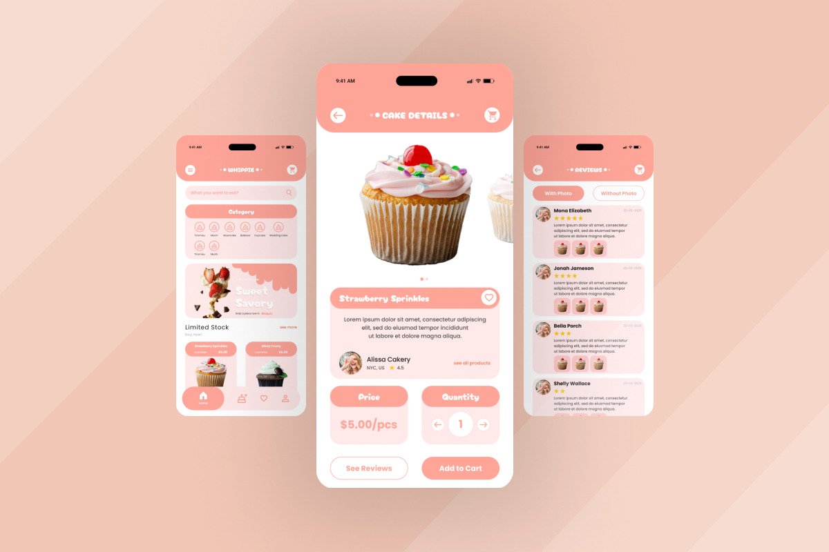 Whippie - Cake Shop Mobile Apps, an UI Kit Template by twinstd (Photo 4 of 4)