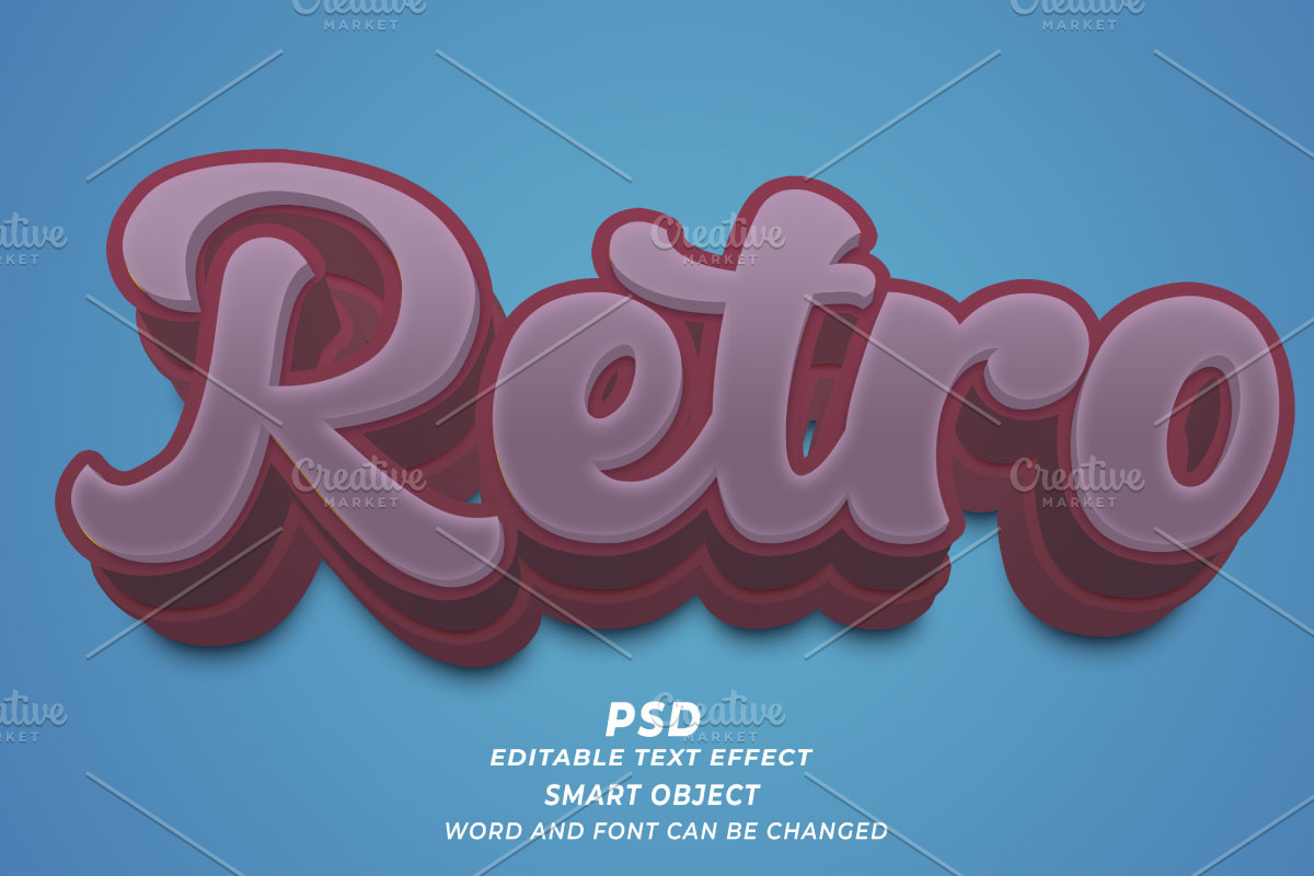 Retro PSD 3D Editable Text Effect, a Layer Style Add-On by TrueVector (Photo 1 of 2)