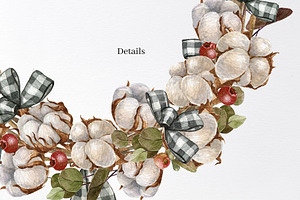 Watercolor Cotton Flower Wreath