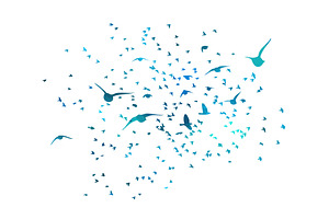 A flock of blue birds. hand drawing, an Animal Illustration by Nenahliadava Design