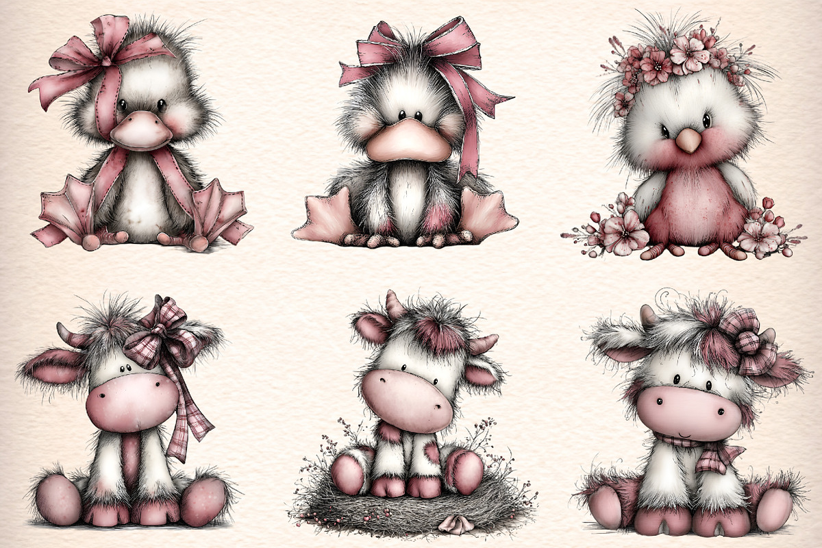 Whimsical Farm Animals Clipart, an Illustration by Digital Artistic99 (Photo 3 of 9)