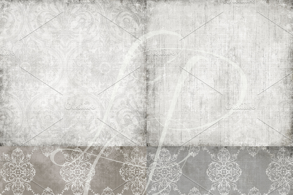 Neutral Damask & Solid Pattern Paper, a Pattern Graphic by Le Paper Cafe (Photo 2 of 4)