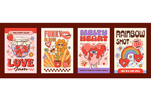 Love and Valentine day groovy charac, an Illustration by Buch&Bee